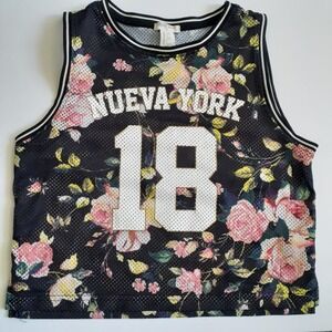 F21 Girls Nueva York NY Floral Jersey Tank